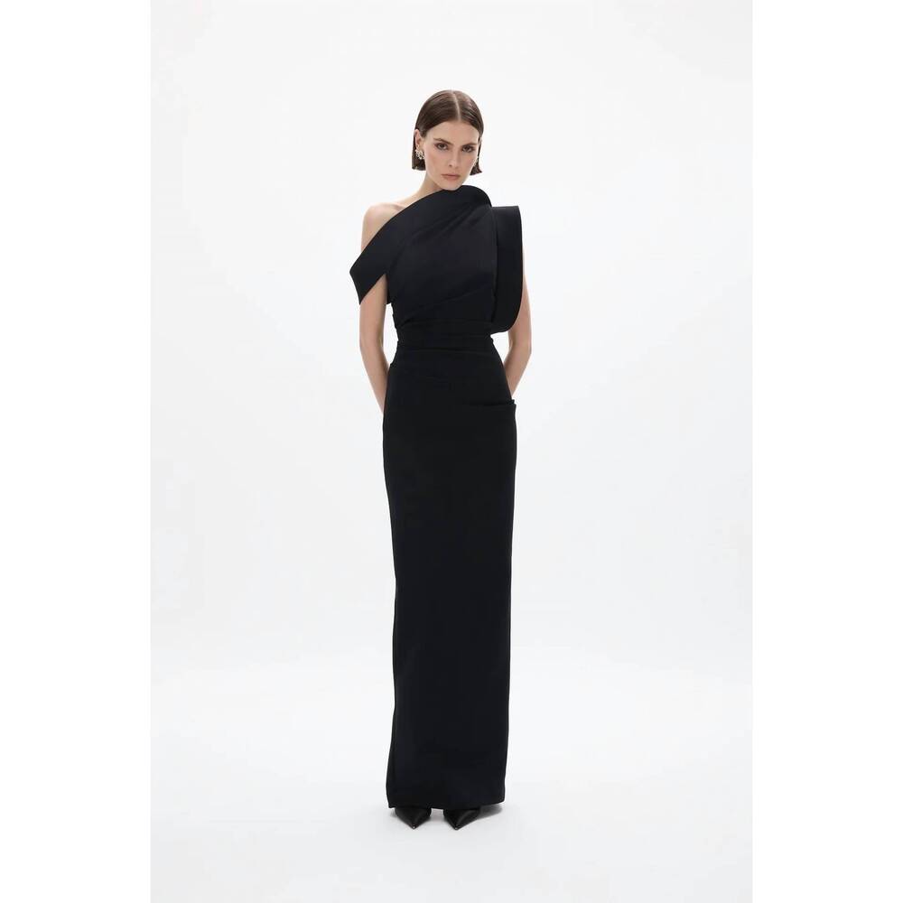 NEW RACHEL GILBERT rowana one shoulder gown in black